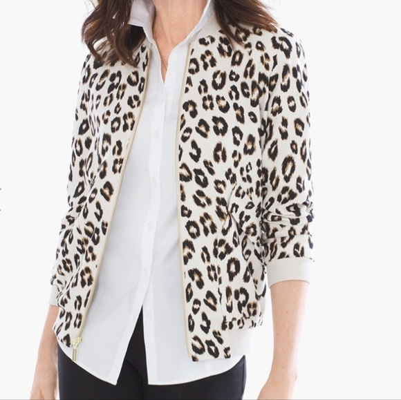 Chico's Jackets & Blazers - Chicos Animal-Print Bomber Jacket Size 2 (12-14)